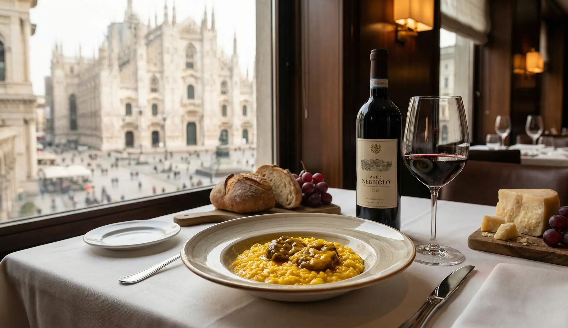 Calici di vino rosso in enoteca con cucina Milano